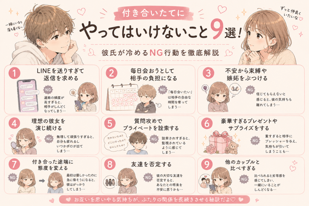 付き合いたてにやってはいけないこと9選
