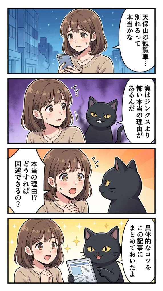 天保山 観覧車 別れる-四コマ漫画